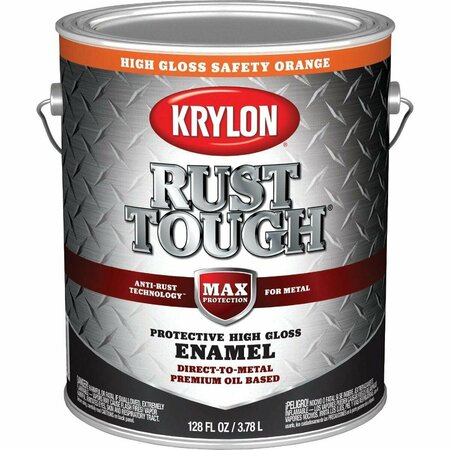 KRYLON Rust Tough Gloss Anti-Rust Safety Color Rust Control Enamel, Safety Orange, 1 Gal. K09768008